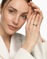 Crossover Two Row Ring in Sterling Silver with 14K Yellow Gold, 7.4mm