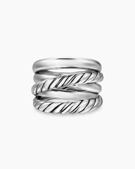 Crossover Five Row Ring in Sterling Silver, 17.5mm