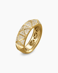 Pyramid Band Ring in 18K Yellow Gold with Diamonds, 6.5mm