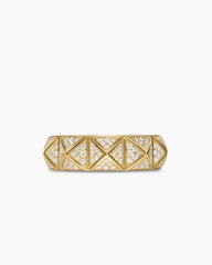 Pyramid Band Ring in 18K Yellow Gold with Diamonds, 6.5mm
