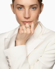 Pyramid Band Ring in 18K Yellow Gold with Diamonds, 6.5mm