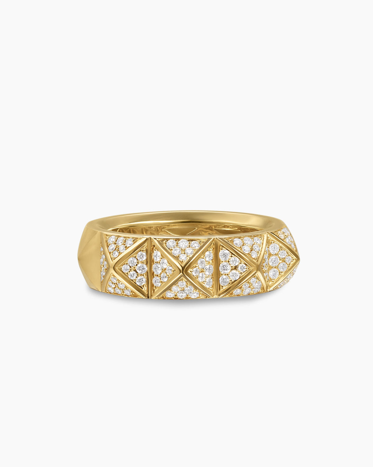 Pyramid Band Ring in 18K Yellow Gold with Diamonds, 6.5mm