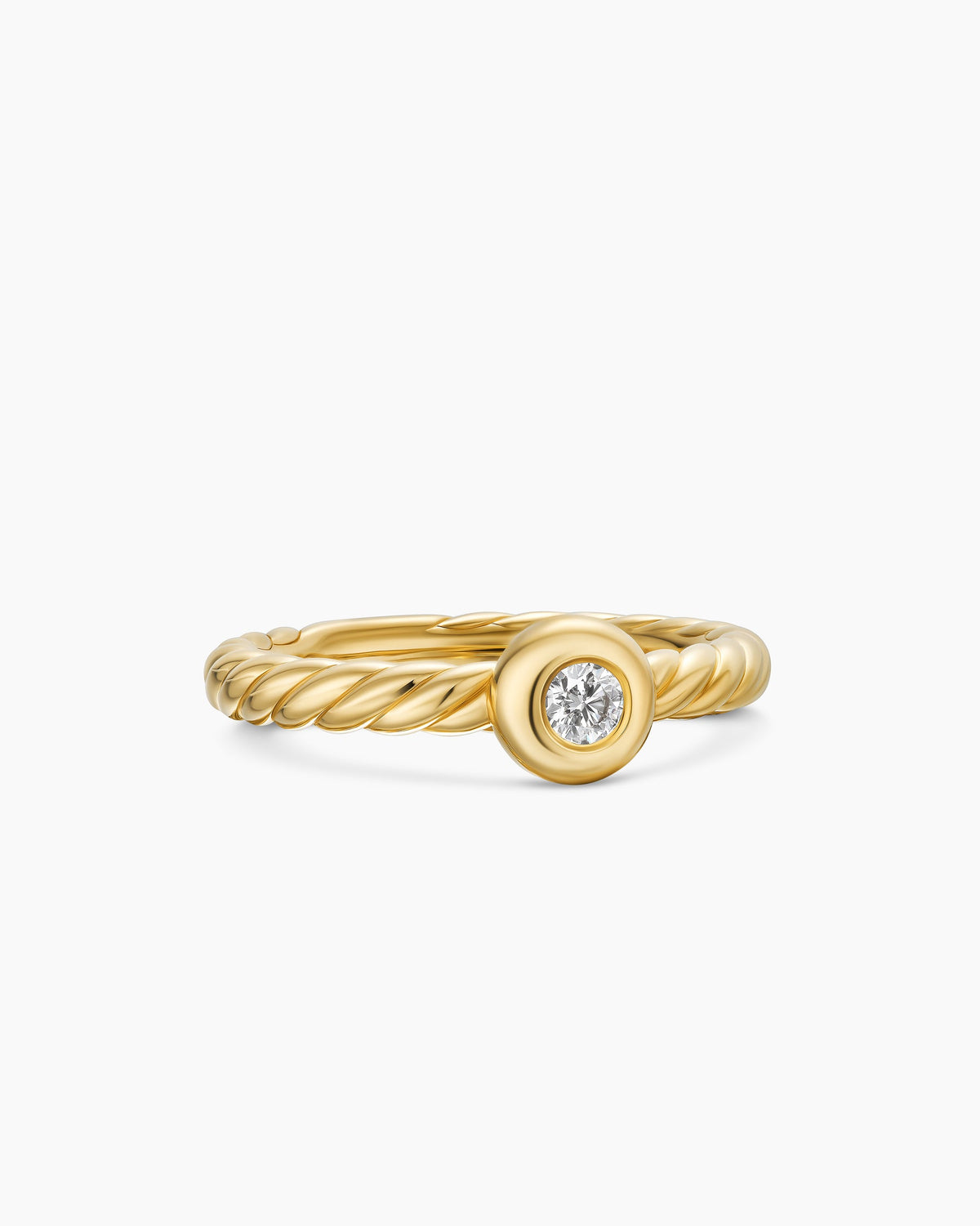 Petite Cable Ring in 18K Yellow Gold with Center Diamond, 2.8mm