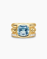 DY Mercer® Color Three Row Stone Ring in 18K Yellow Gold with Sky Blue Topaz and Diamonds, 12mm