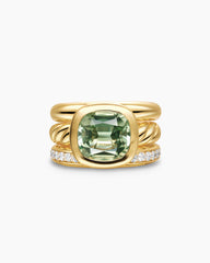 DY Mercer® Color Three Row Stone Ring in 18K Yellow Gold with Prasiolite and Diamonds, 12mm