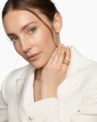 Crossover Trio Four Row Ring in 18K Yellow Gold with Diamonds, 15mm