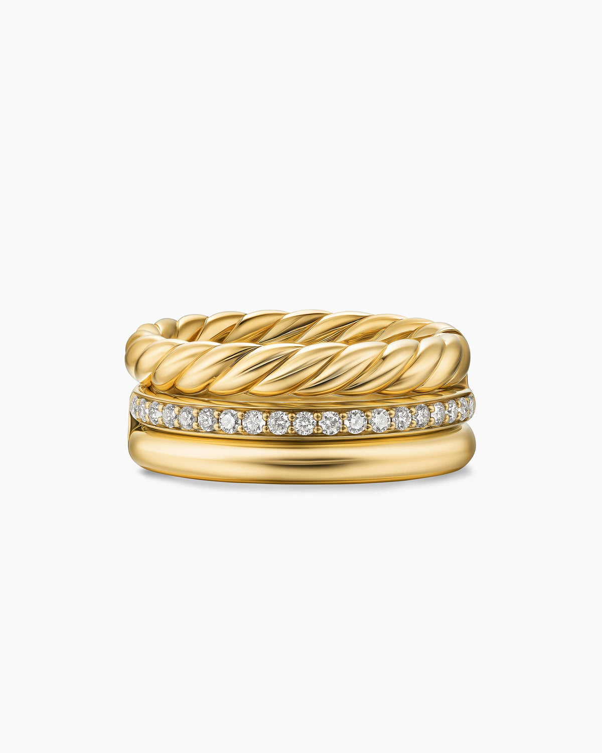 DY Mercer® Three Row Ring in 18K Yellow Gold with Diamonds, 8.9mm