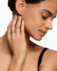 DY Mercer® Three Row Ring in Sterling Silver with 18K Yellow Gold and Diamonds, 8.9mm