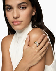 Sculpted Cable Open Cocktail Ring in 18K Yellow Gold with Diamonds, 12.4mm