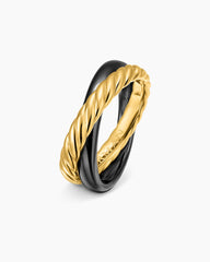 Crossover Two Row Rotating Ring in 18K Yellow Gold with Black Ceramic, 7mm