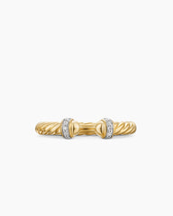 Cable Band Open Ring in 18K Yellow Gold with Diamonds, 2.8mm