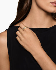 Sculpted Cable Flex Band Ring in 18K Yellow Gold with Diamonds, 7.5mm