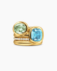 DY Mercer® Color Two Stone Cocktail Ring in 18K Yellow Gold with Prasiolite, Sky Blue Topaz and Diamonds, 17.7mm