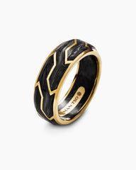 Forged Carbon Band Ring in 18K Yellow Gold, 8.5mm