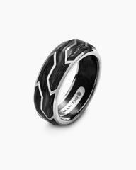Forged Carbon Band Ring in 18K White Gold, 8.5mm