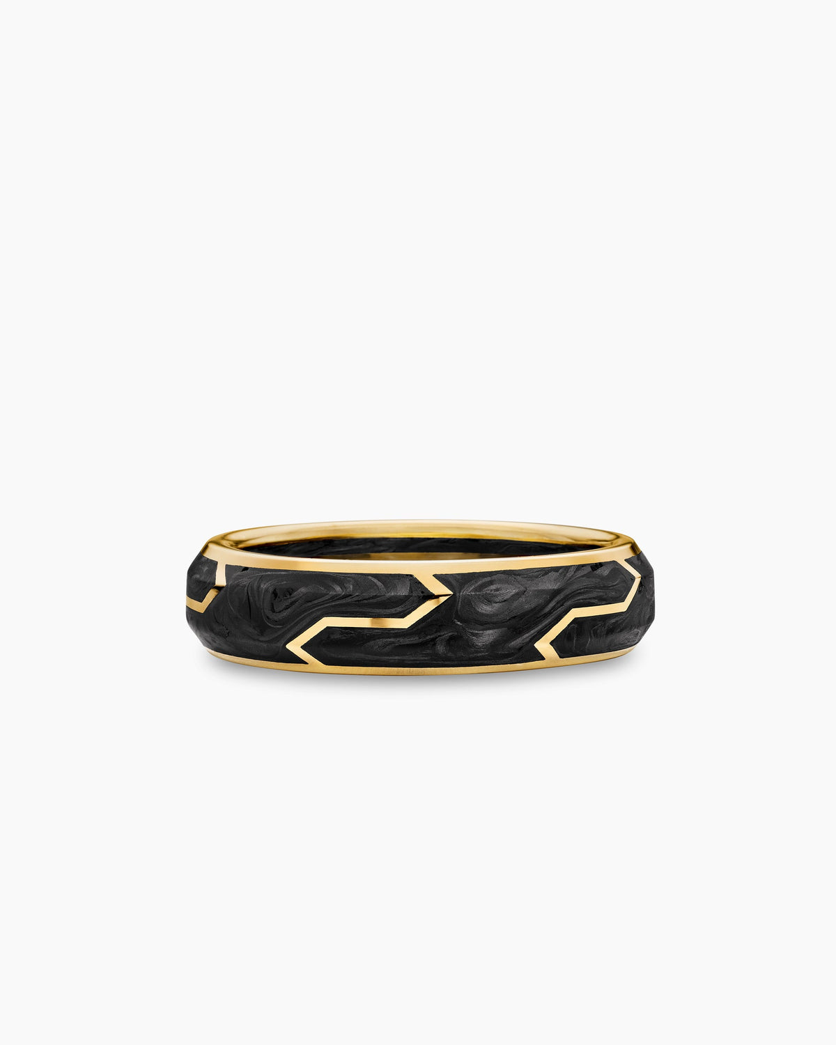 Forged Carbon Band Ring in 18K Yellow Gold, 6mm