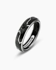 Forged Carbon Band Ring in 18K White Gold, 6mm