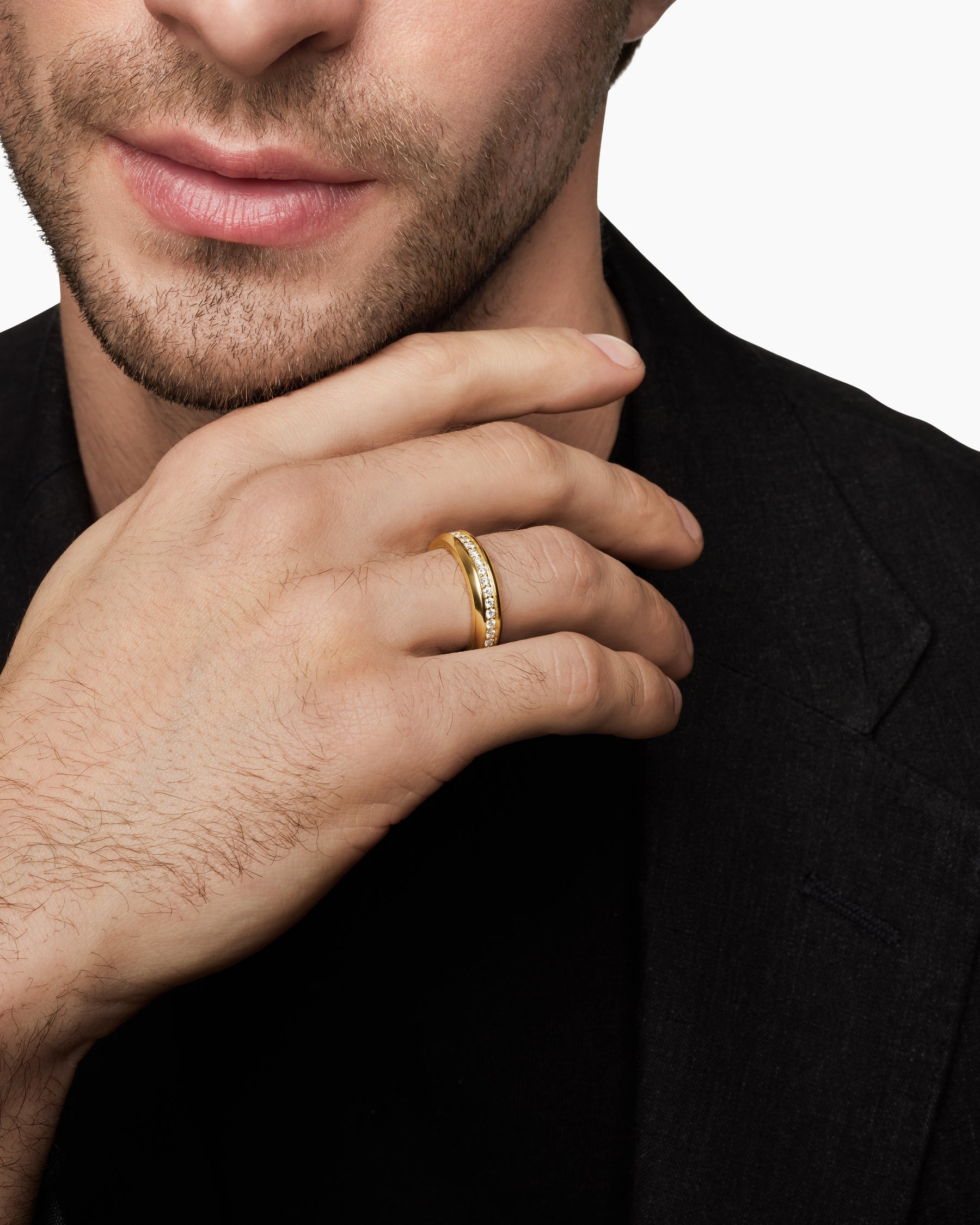 Streamline® Band Ring in 18K Yellow Gold with Diamonds, 6mm