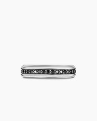 Streamline® Band Ring in 18K White Gold with Black Diamonds, 6mm
