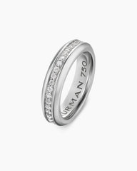 Streamline® Band Ring in 18K White Gold with Diamonds, 6mm