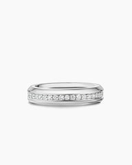 Streamline® Band Ring in 18K White Gold with Diamonds, 6mm