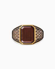 Streamline® Signet Ring in 18K Yellow Gold with Gold Sheen Sapphire and Cognac Diamonds, 17mm