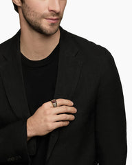 Streamline® Signet Ring in 18K Yellow Gold with Gold Sheen Sapphire and Cognac Diamonds, 17mm