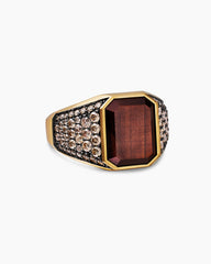 Streamline® Signet Ring in 18K Yellow Gold with Gold Sheen Sapphire and Cognac Diamonds, 17mm