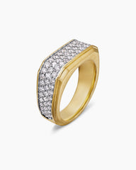 Streamline® Signet Ring in 18K Yellow Gold with Diamonds, 10mm