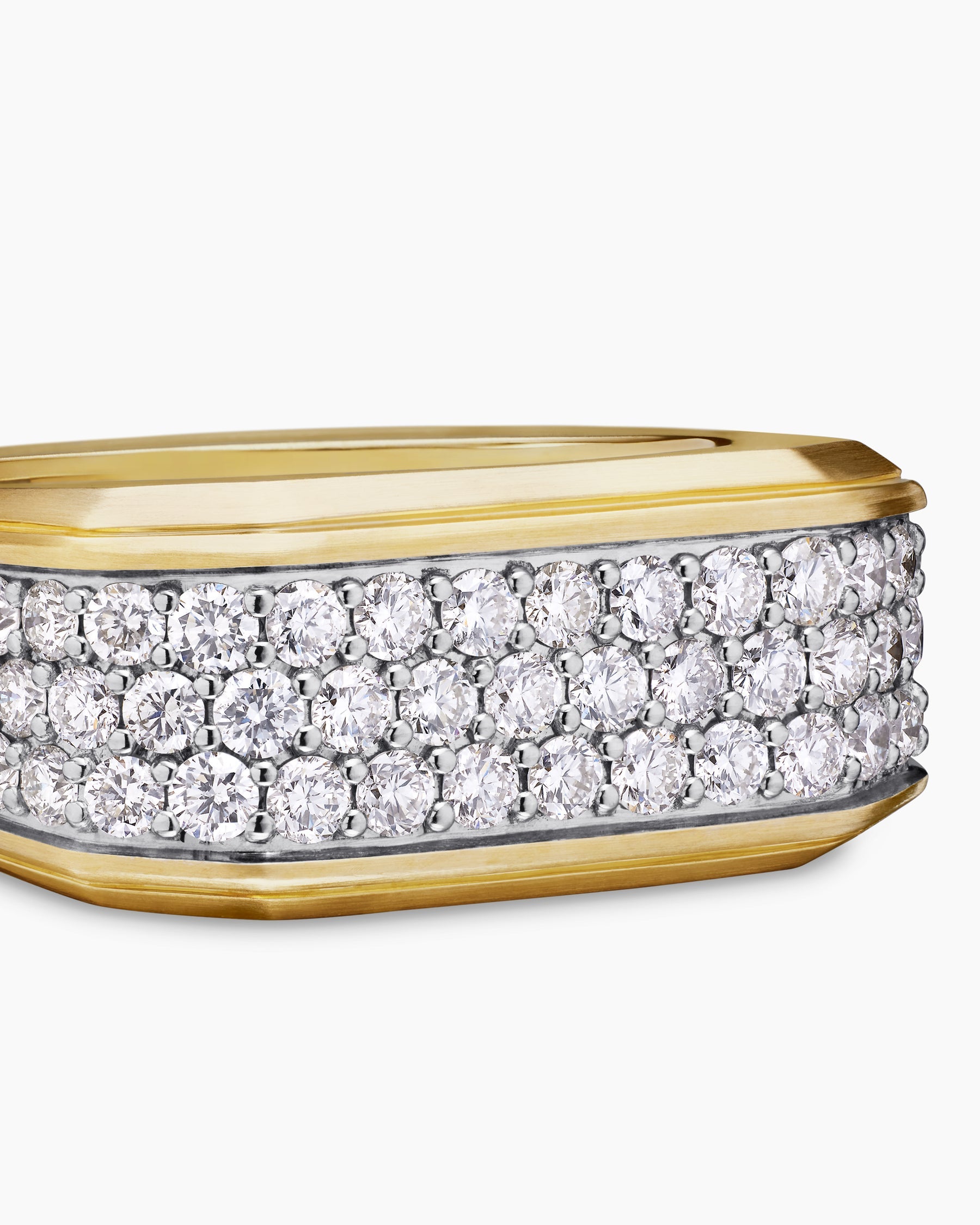 Streamline® Signet Ring in 18K Yellow Gold with Diamonds, 10mm