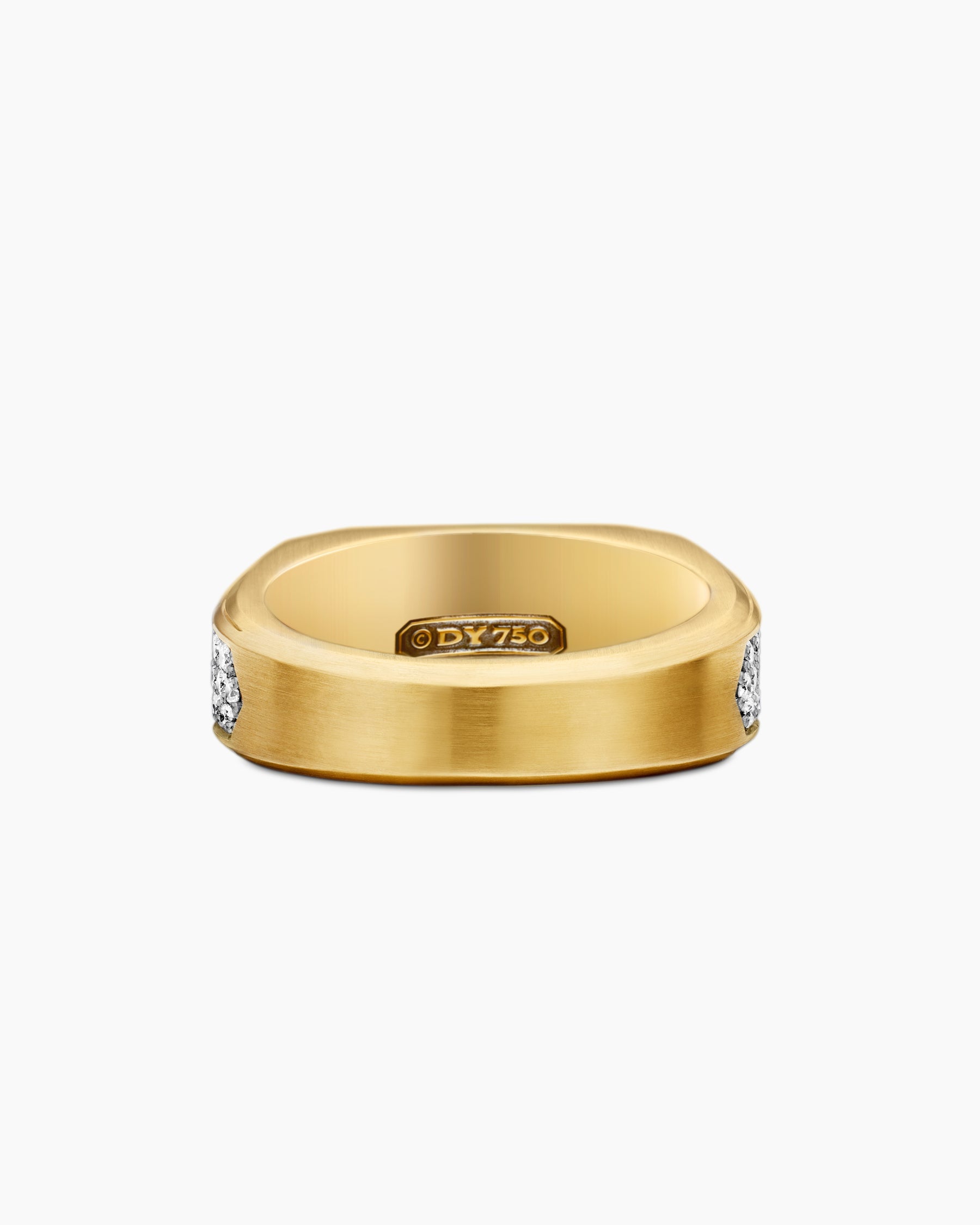 Streamline® Signet Ring in 18K Yellow Gold with Diamonds, 10mm