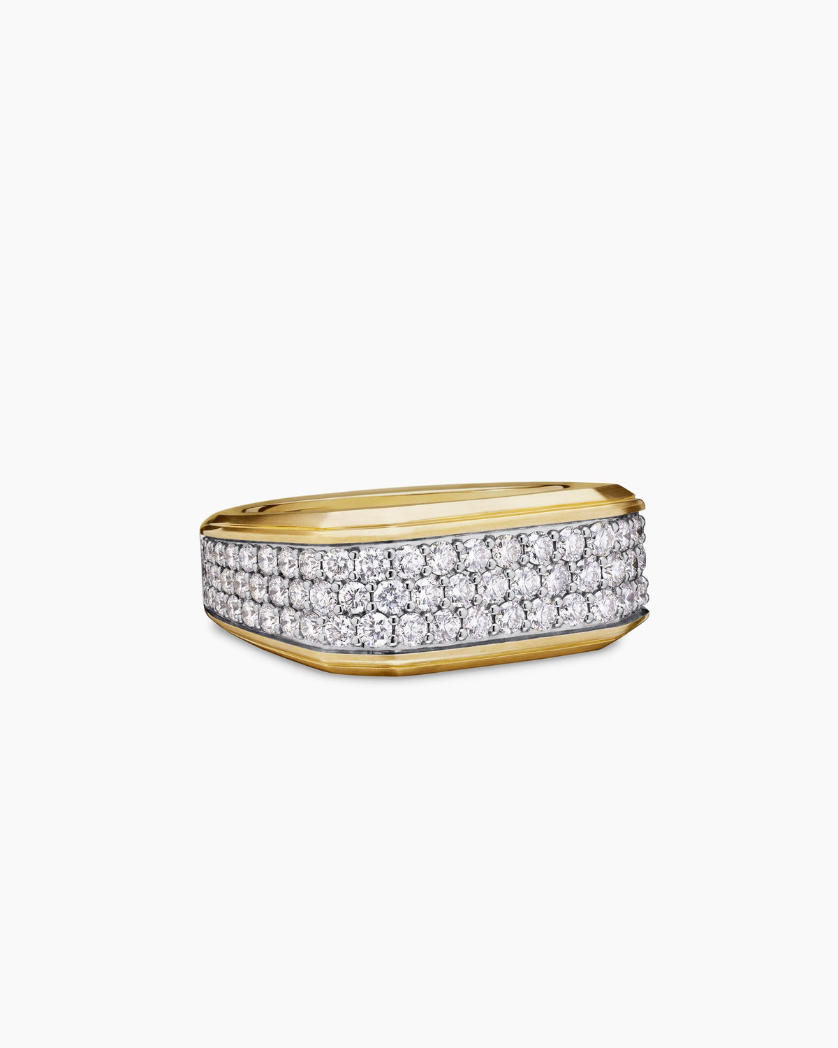 Streamline® Signet Ring in 18K Yellow Gold with Diamonds, 10mm