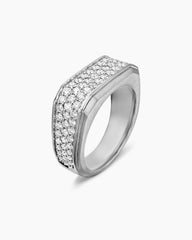 Streamline® Signet Ring in Sterling Silver with Diamonds, 10mm