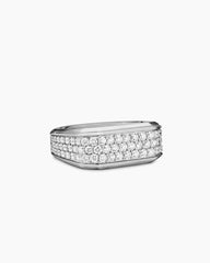 Streamline® Signet Ring in Sterling Silver with Diamonds, 10mm