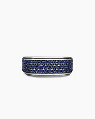Streamline® Signet Ring in Sterling Silver with Blue Sapphires, 10mm