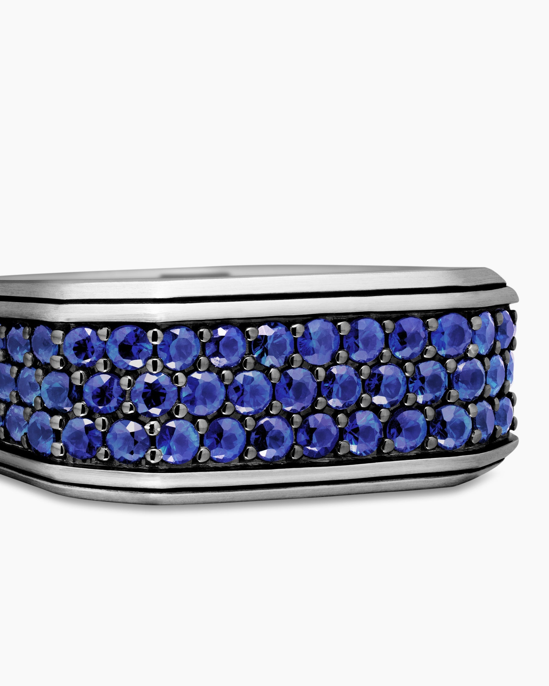 Streamline® Signet Ring in Sterling Silver with Blue Sapphires, 10mm