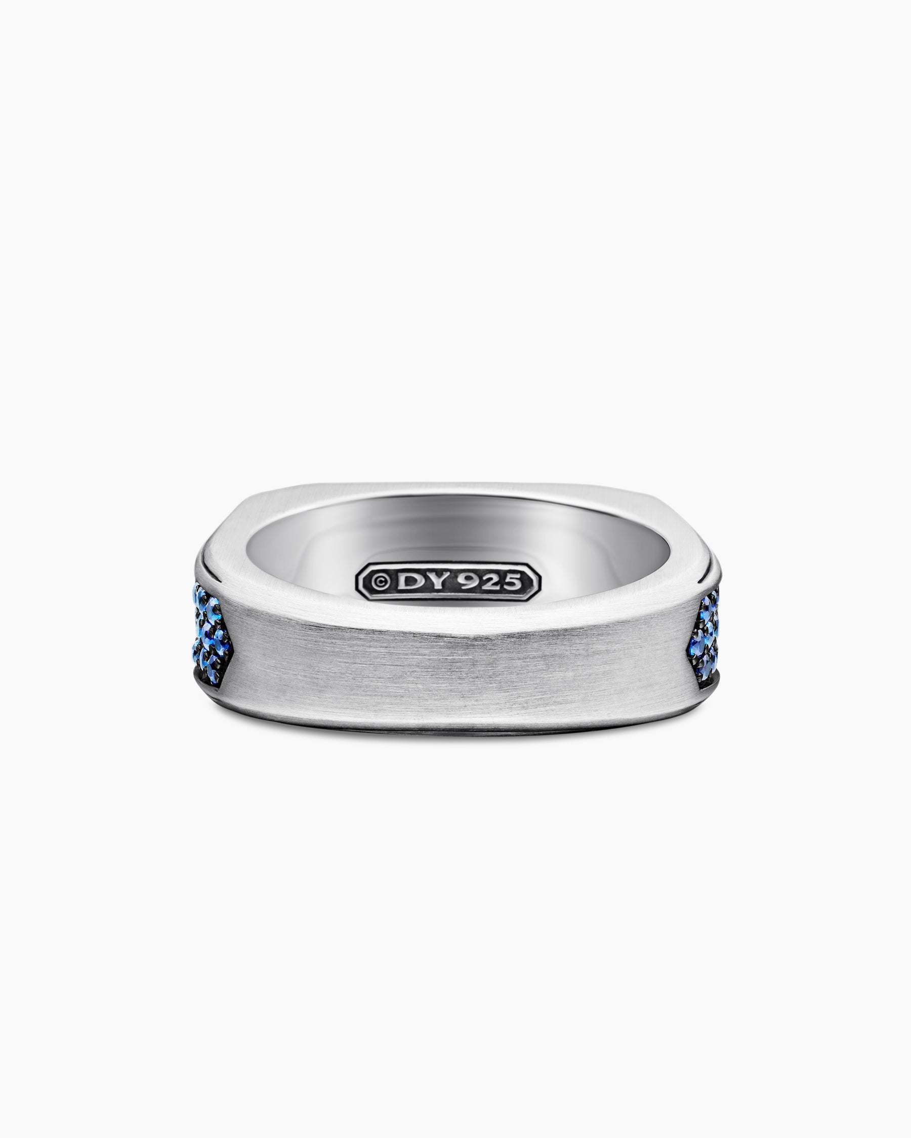Streamline® Signet Ring in Sterling Silver with Blue Sapphires, 10mm