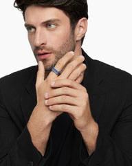 Streamline® Signet Ring in Sterling Silver with Blue Sapphires, 10mm