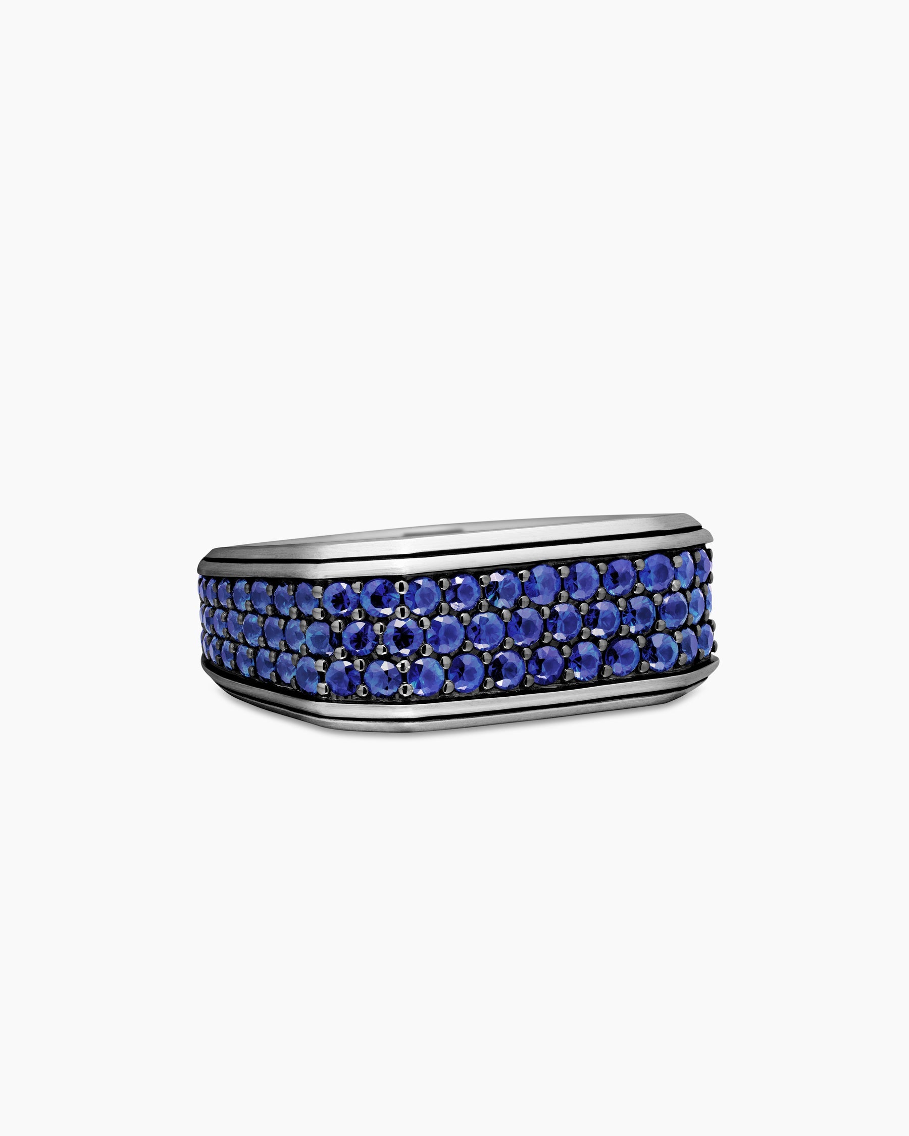 Streamline® Signet Ring in Sterling Silver with Blue Sapphires, 10mm