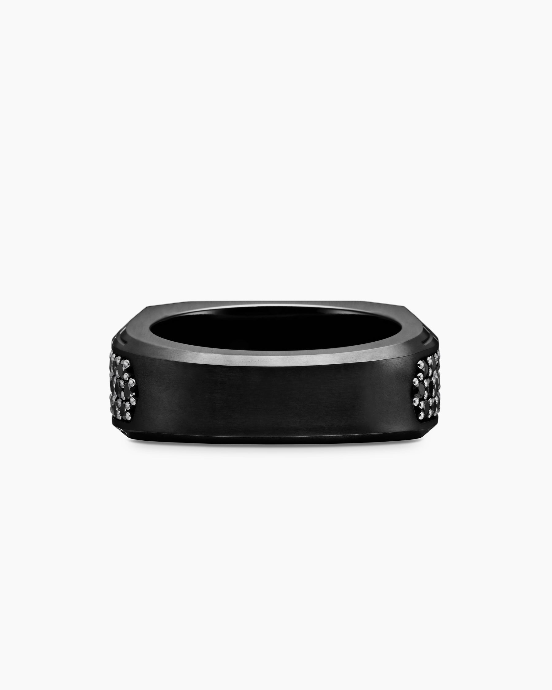 Streamline® Signet Ring in Black Titanium with Black Diamonds, 10mm