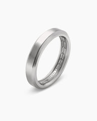 Beveled Band Ring in 18K White Gold, 4mm