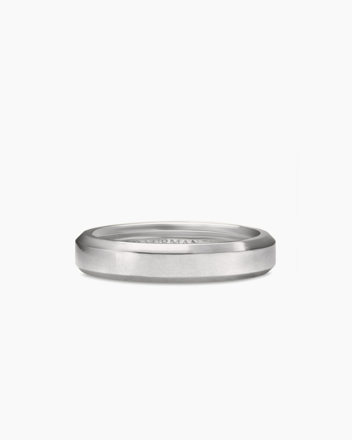 Beveled Band Ring in 18K White Gold, 4mm
