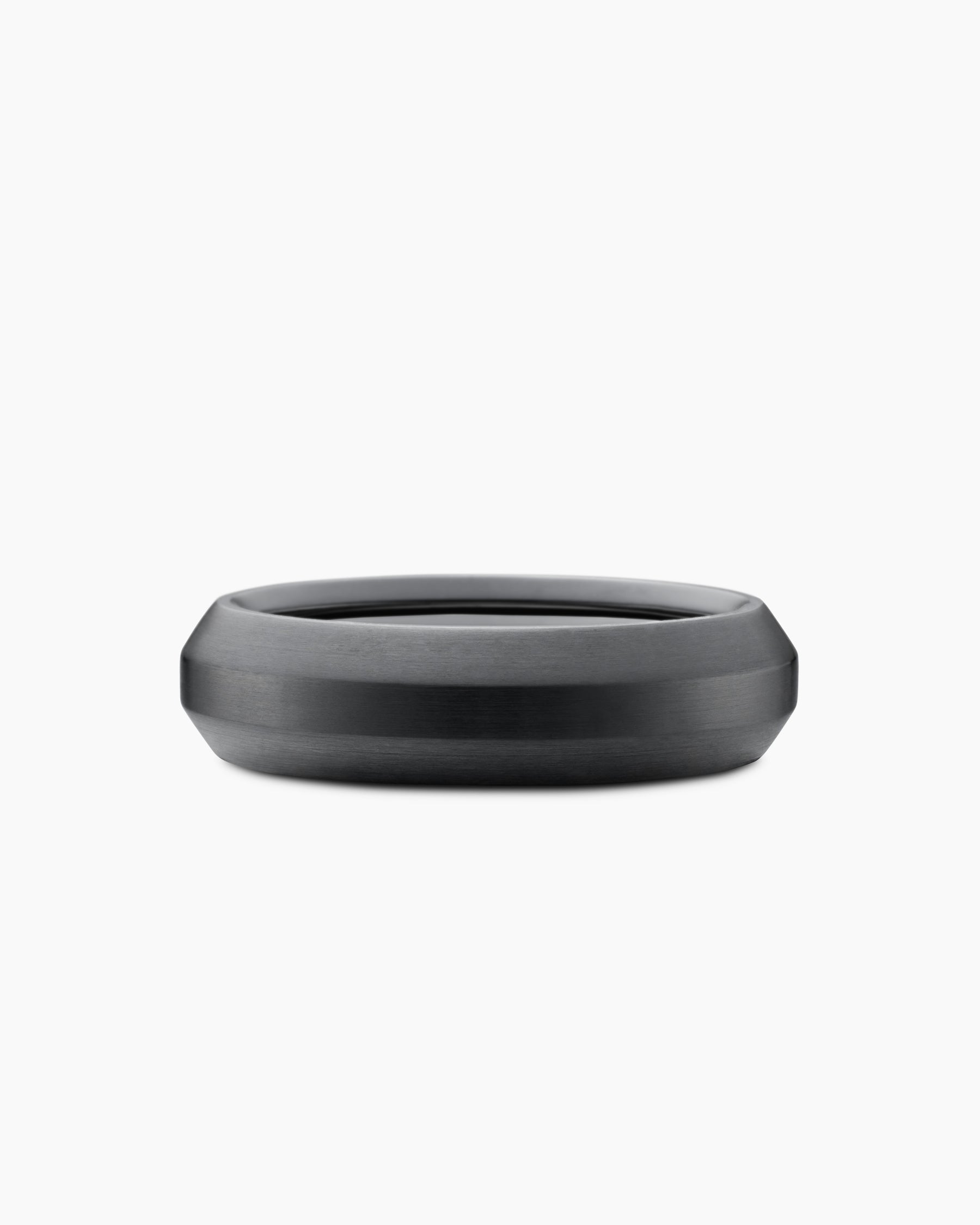Beveled Band Ring in Black Titanium with Half Pavé Black Diamonds, 6mm