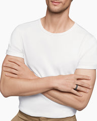 Beveled Band Ring in Black Titanium with Half Pavé Black Diamonds, 6mm