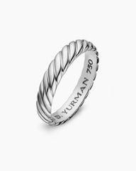 Cable Band Ring in 18K White Gold, 5mm