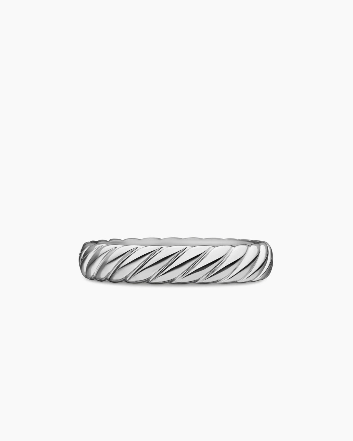 Cable Band Ring in 18K White Gold, 5mm