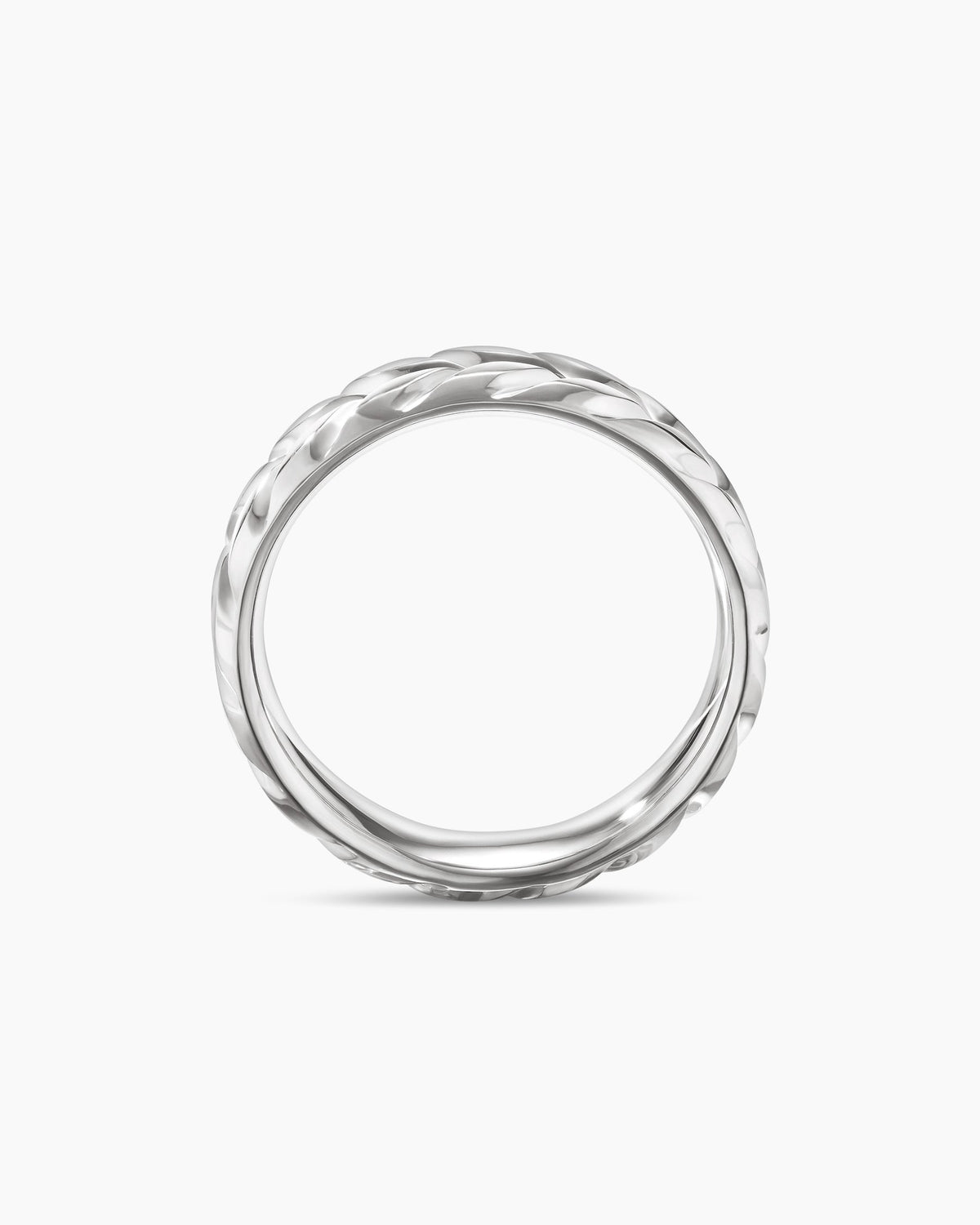 Chevron Band Ring in 18K White Gold, 6mm