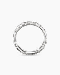 Chevron Band Ring in 18K White Gold, 6mm