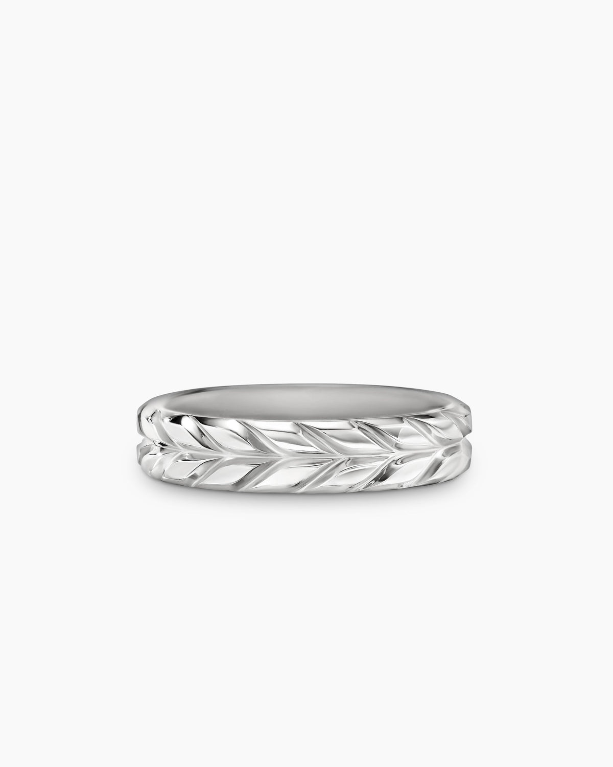 Chevron Band Ring in 18K White Gold, 6mm