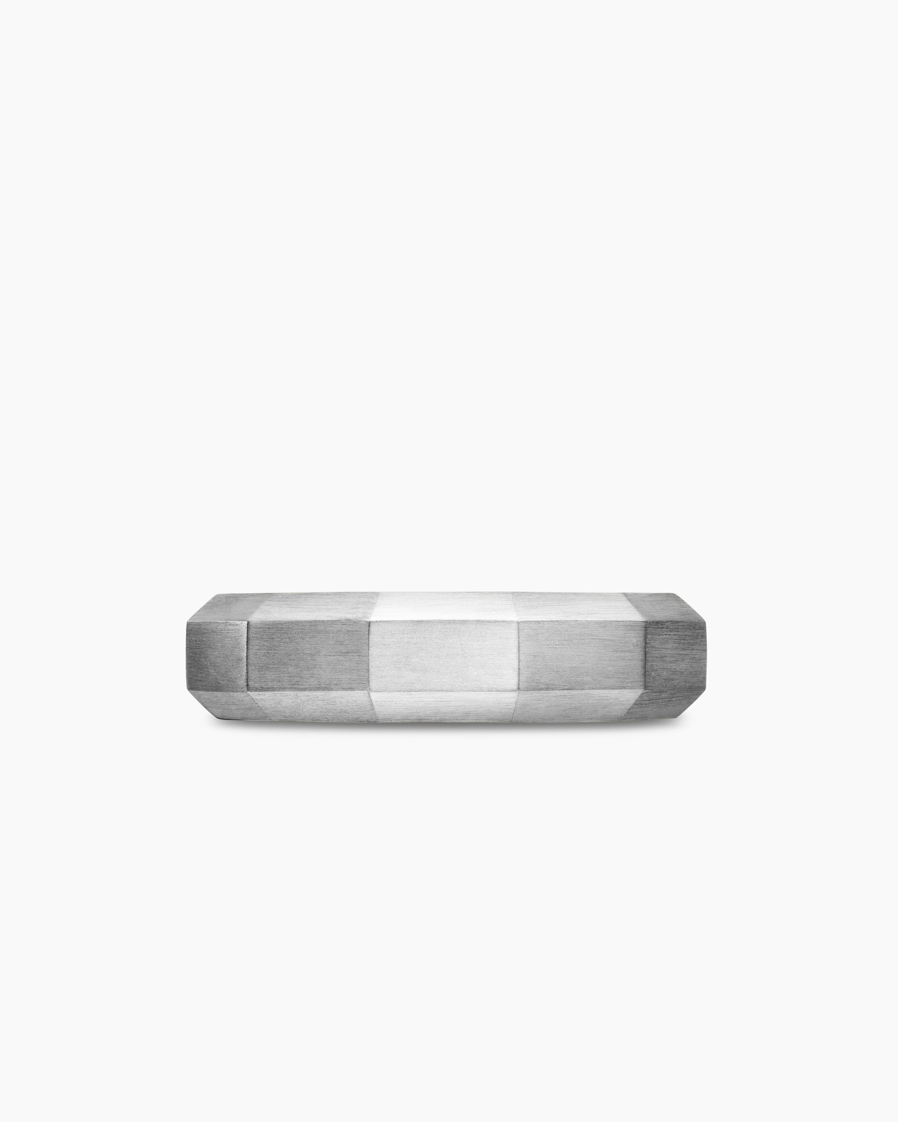 Faceted Band Ring in 18K White Gold, 6mm